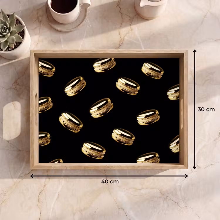 Tablett - Makronen - Muster - Gold - Schwarz — 7