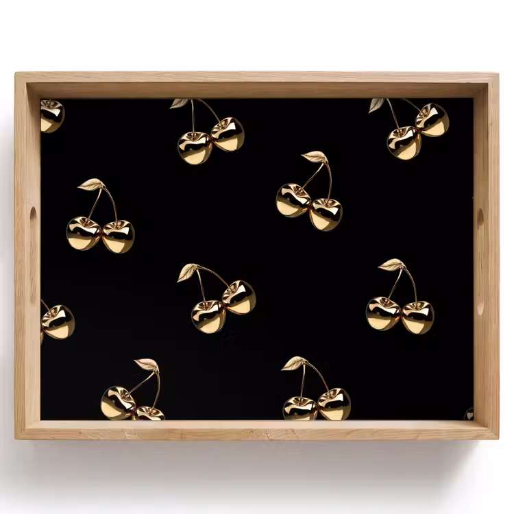 Tablett - Muster - Kirsche - Gold - Chrom — 1