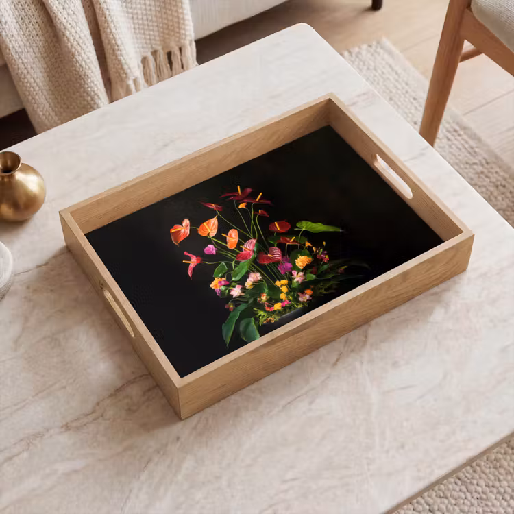 Tablett - Blumen - Vase - Bunt — 2