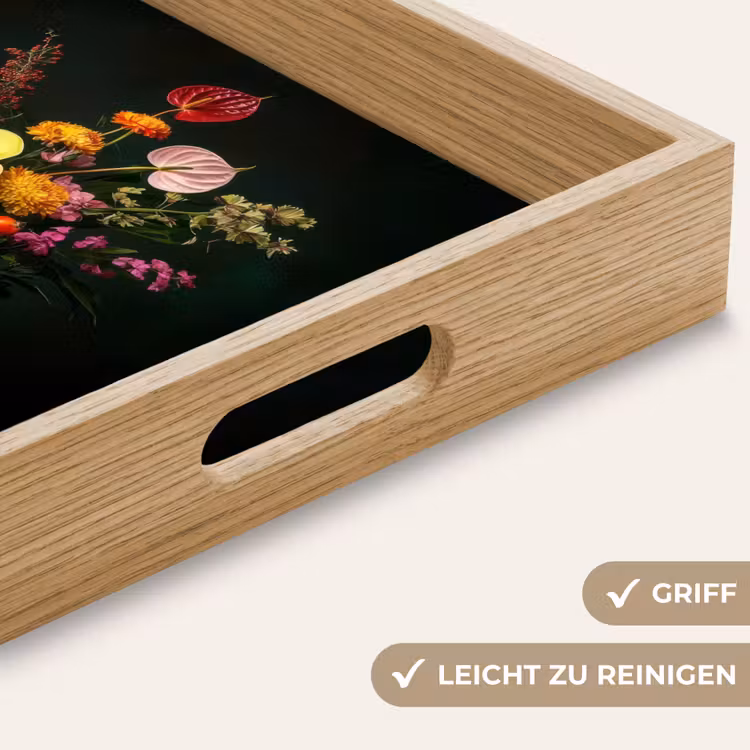Tablett - Blumen - Vase - Schwarz — 8
