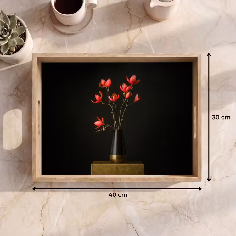 Tablett - Rot - Blumen - Vase — 7