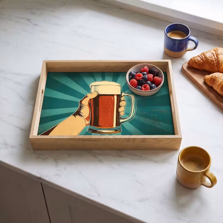 Tablett - Bierglas - Schaumstoff - Retro - Grün — 3