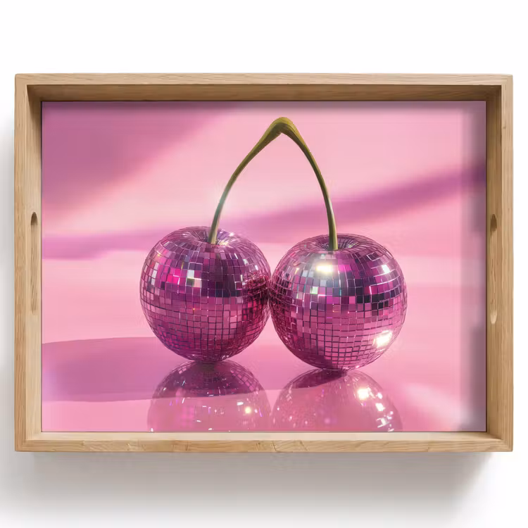 Tablett - Glitzer - Discokugel - Rosa - Kirsche — 1