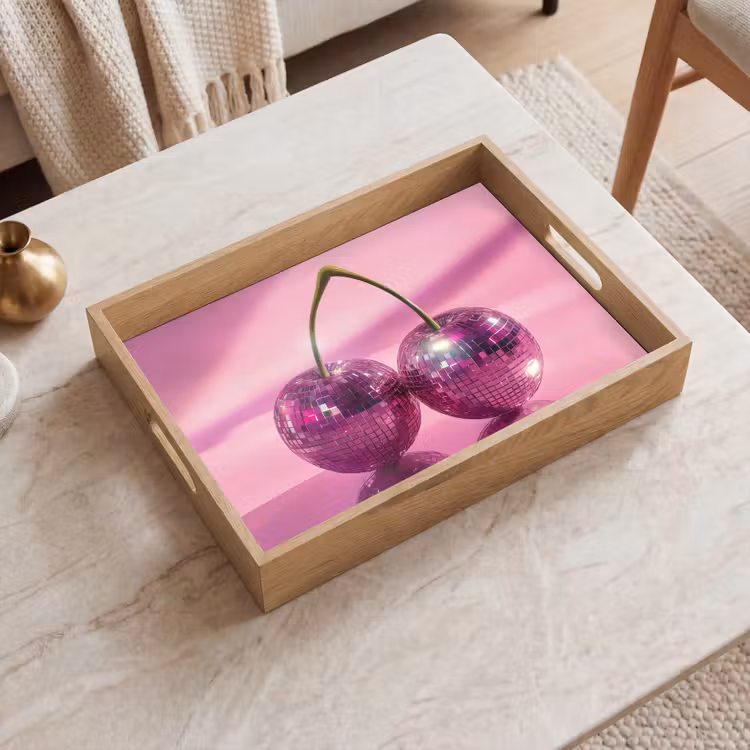 Tablett - Glitzer - Discokugel - Rosa - Kirsche — 2