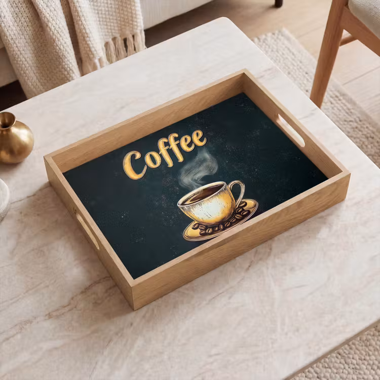 Tablett - Kaffee - Schale - Kaffeebohnen - Retro — 2