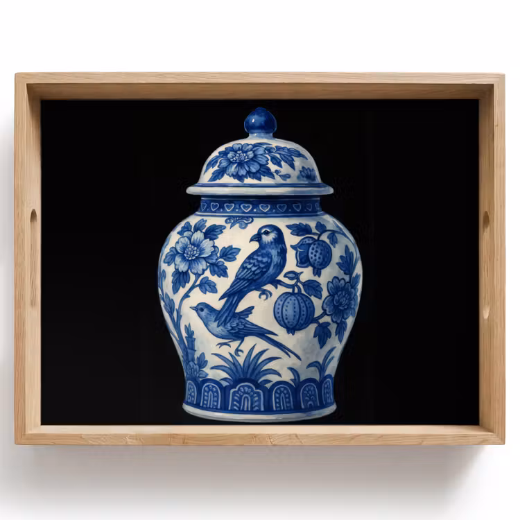 Tablett - Topf - Delfter Blau - Blumen — 1