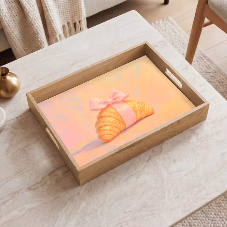 Tablett - Croissant - Fliege - Rosa — 2