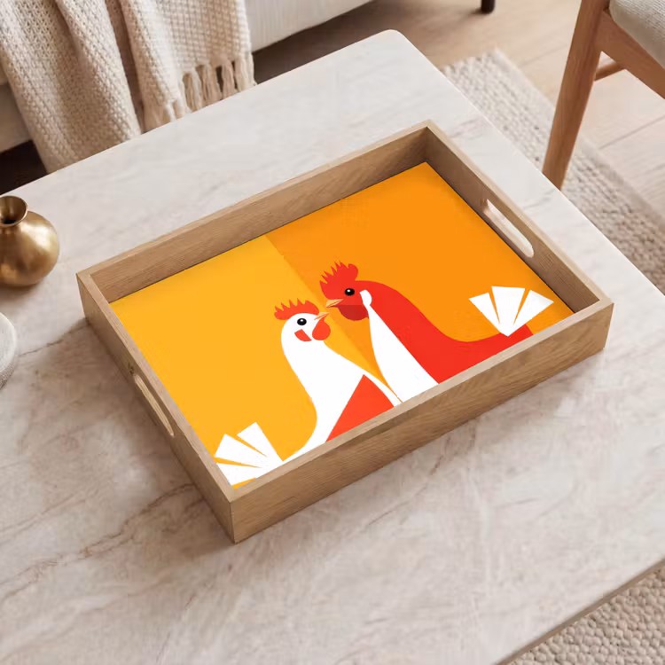Tablett - Hühner - Orange - Prärie — 2