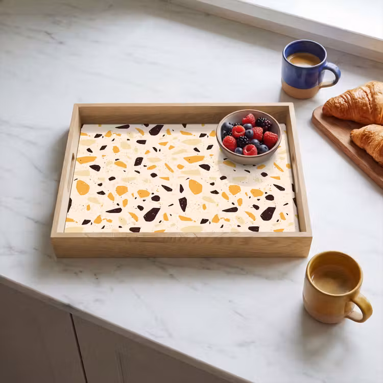 Tablett - Terrazzo - Muster - Gelb - — 3