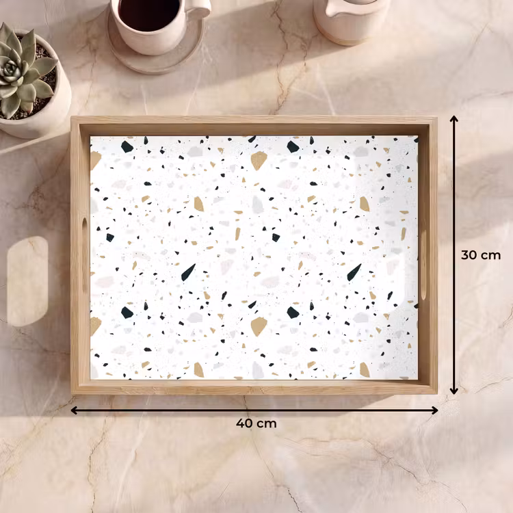 Tablett - Terrazzo - Muster - Weiß - Neutral — 7