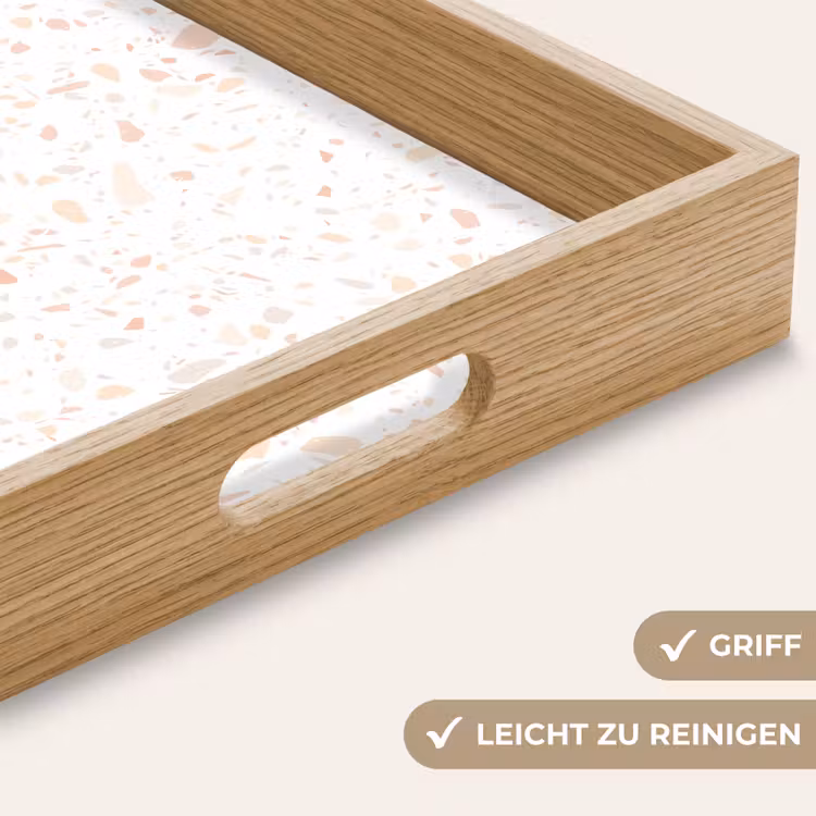 Tablett - Terrazzo - Muster - Weiß - Pfirsich — 8