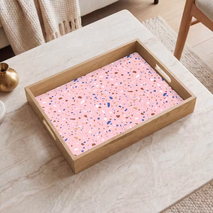 Tablett - Terrazzo - Muster - Bunt - Rosa — 2