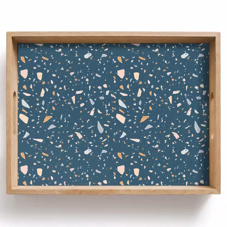 Tablett - Terrazzo - Muster - Farbenfroh - Tiefblau — 1
