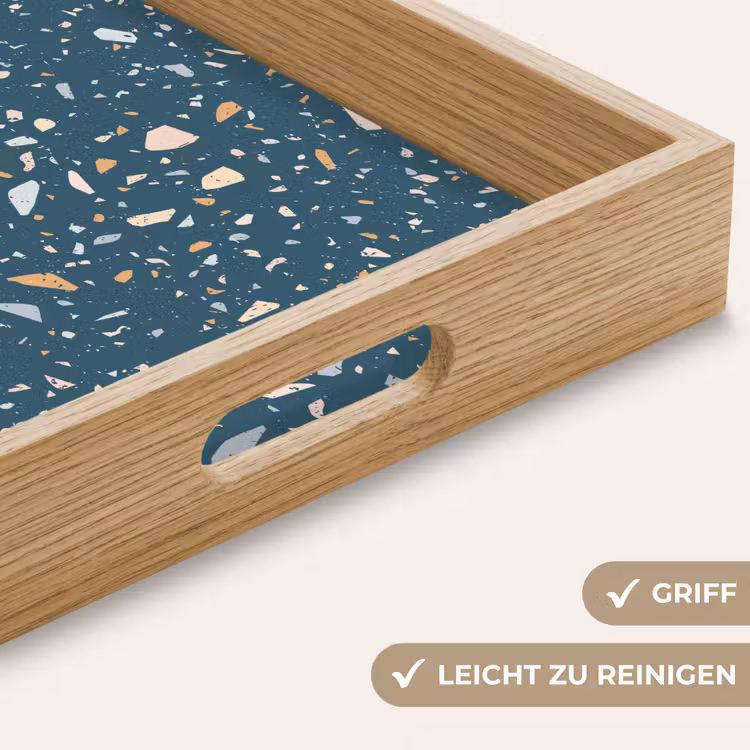 Tablett - Terrazzo - Muster - Farbenfroh - Tiefblau — 8