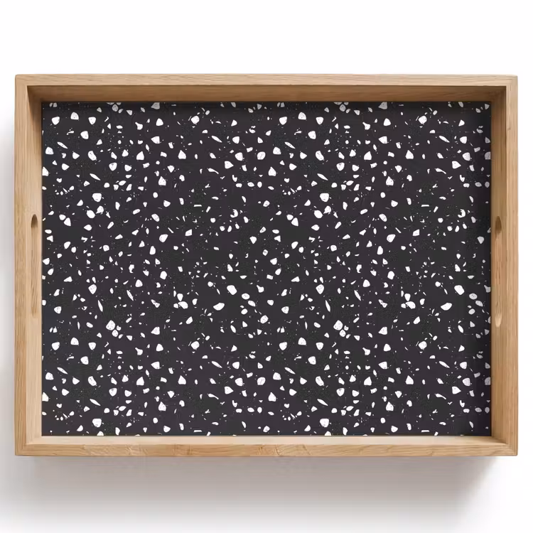 Tablett - Terrazzo - Muster - Schwarz - Weiß — 1
