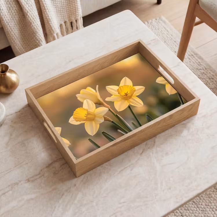 Tablett - Blumen - Gelb - Unscharf — 2
