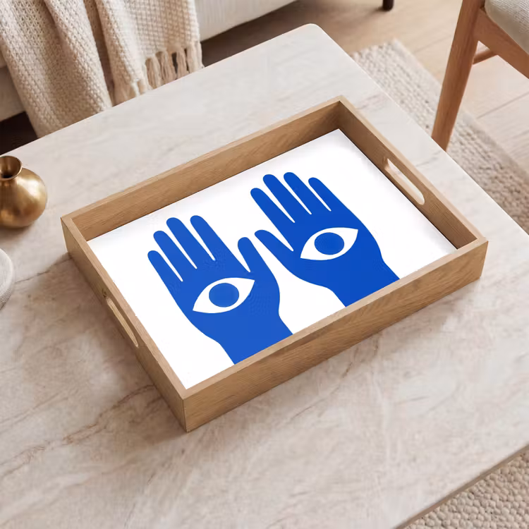 Tablett - Hände - Zwei - Augen - Blau — 2