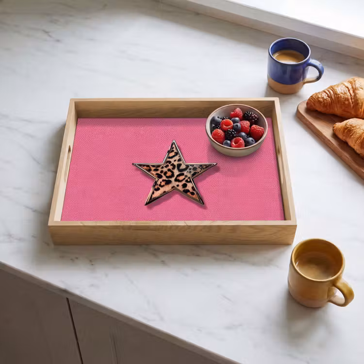 Tablett - Stern - Leopard - Druck - Rosa — 3