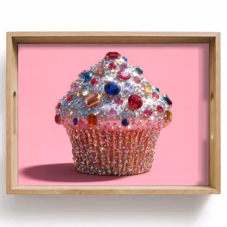 Tablett - Cupcake - Bunt - Edelsteine — 1