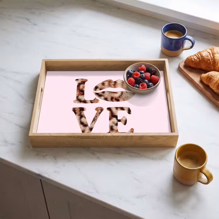 Tablett - Text - Liebe - Panthermantel - Hellrosa — 3