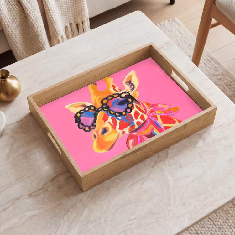 Tablett - Giraffe - Rosa - Brille - Halstuch — 2
