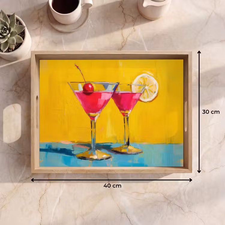Tablett - Gläser - Cocktail - Zitrone - Kirsche — 7