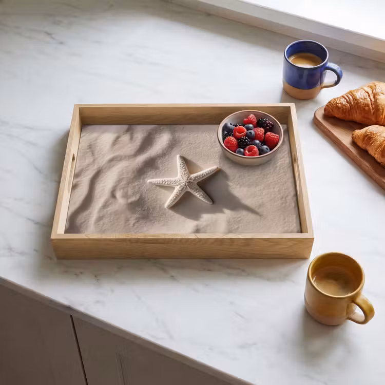 Tablett - Strand - Seestern - Sand - Beige — 3