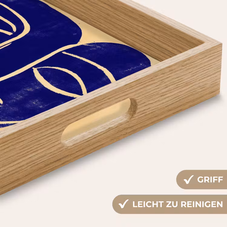 Tablett - Ockergelb - Blau - Einfache Linien — 8