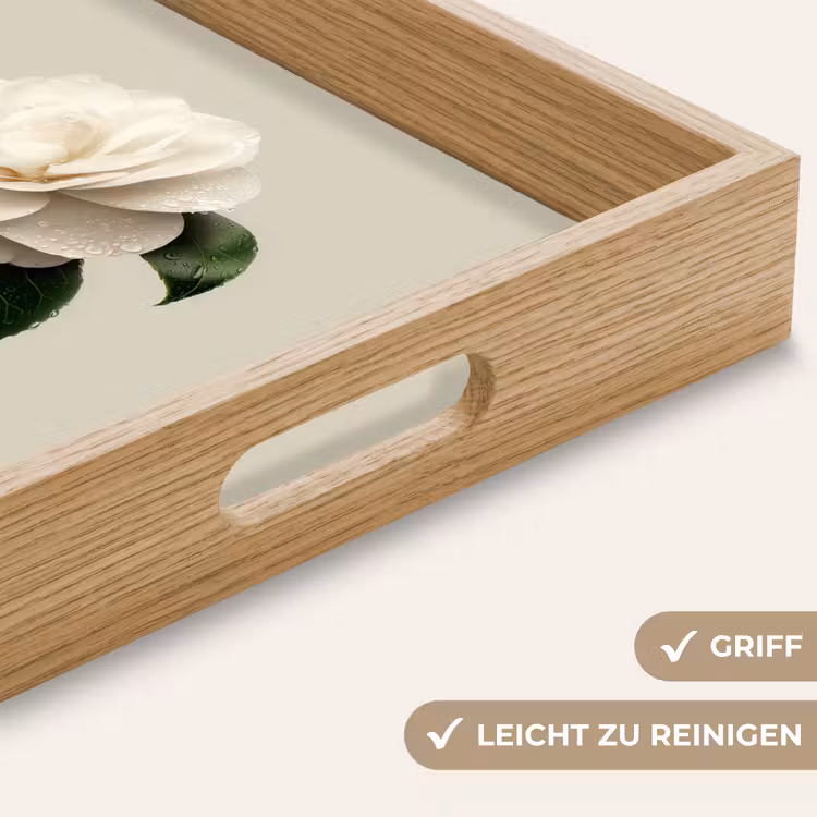 Tablett - Kamelienblüte - Weiß - Grün — 8