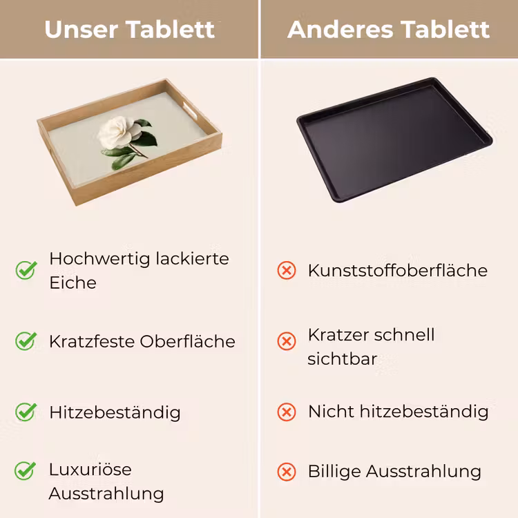 Tablett - Kamelienblüte - Weiß - Grün — 9