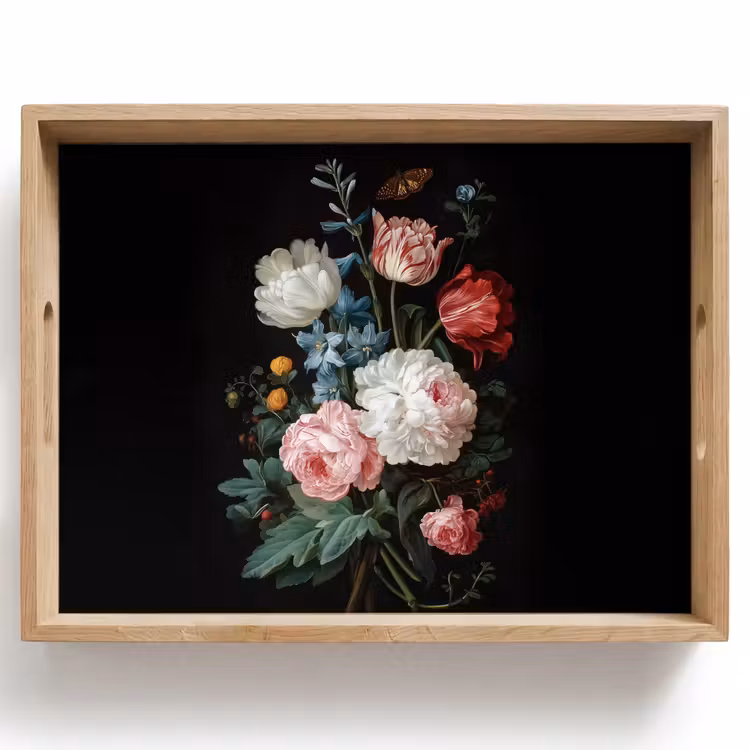 Tablett - Blumenstrauß - Bunt - Klassisch — 1