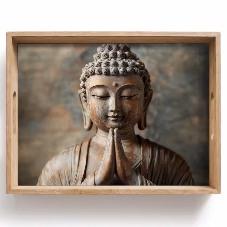 Tablett - Buddha - Statue - Braun - Ruhe — 1