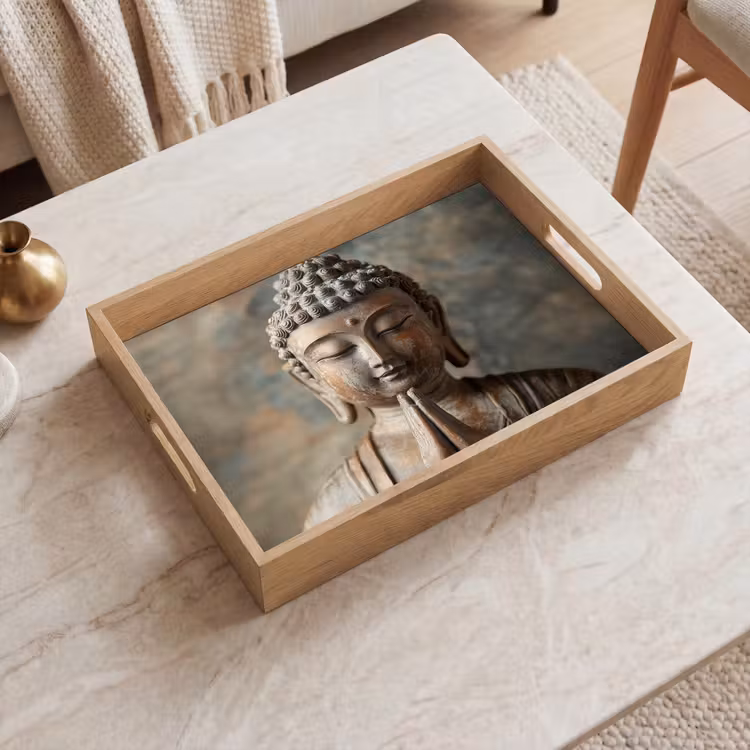 Tablett - Buddha - Statue - Braun - Ruhe — 2