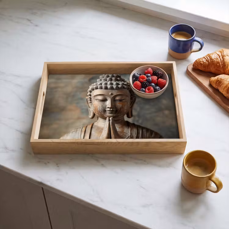 Tablett - Buddha - Statue - Braun - Ruhe — 3