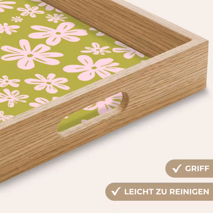 Tablett - Blumen - Rosa - Gemustert — 8