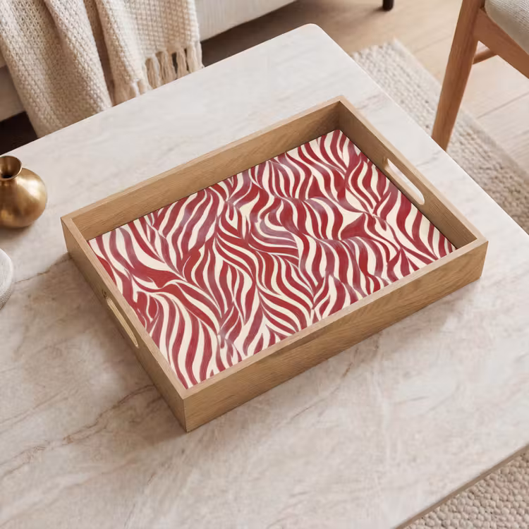 Tablett - Gewellte Formen - Abstrakt - Rot — 2