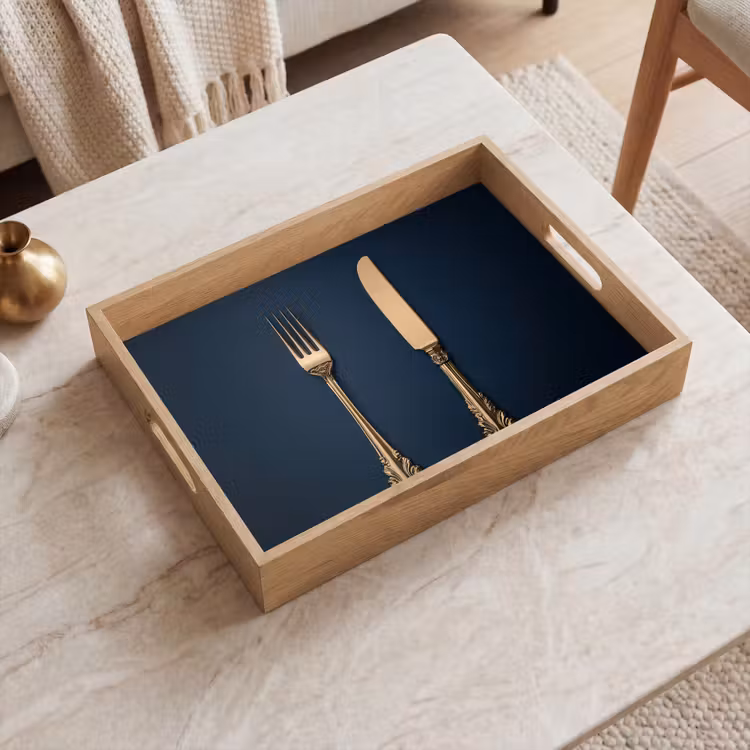 Tablett - Besteck - Dunkelblau - Gold — 2