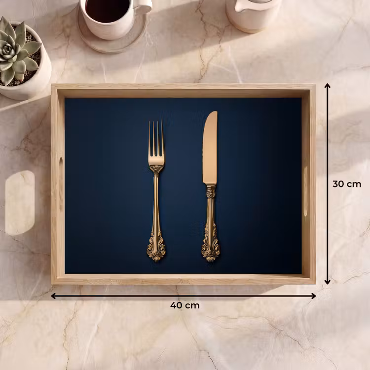 Tablett - Besteck - Dunkelblau - Gold — 7