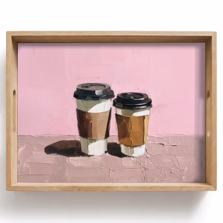 Tablett - Kaffeetassen - Deckel - Farbe - Textur — 1