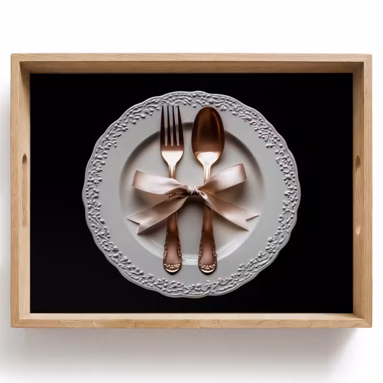 Tablett - Rose - Schleife - Besteck — 1