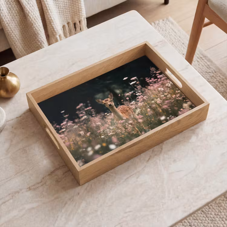 Tablett - Hirsche - Wildblumen - Wald — 2