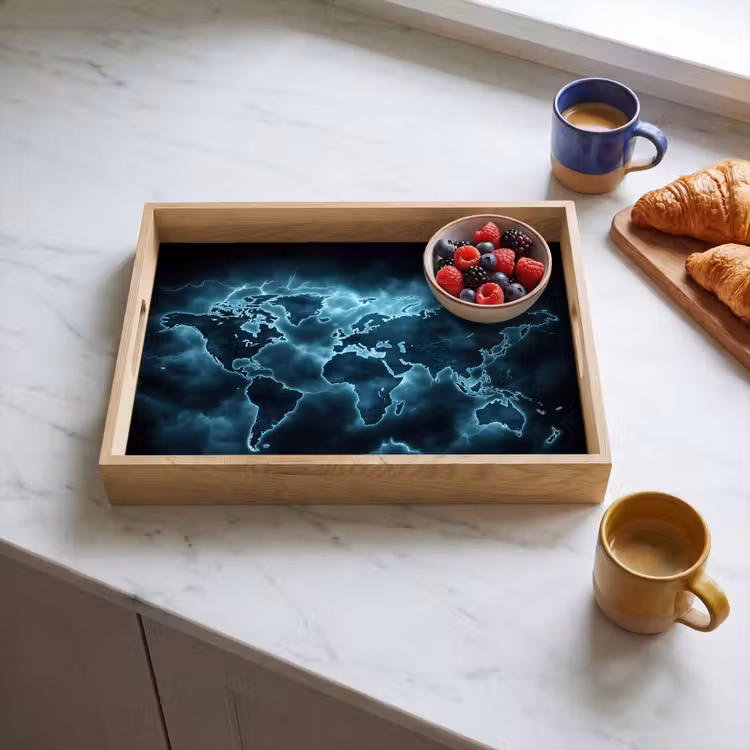 Tablett - Weltkarte - Blitz - Blau — 3