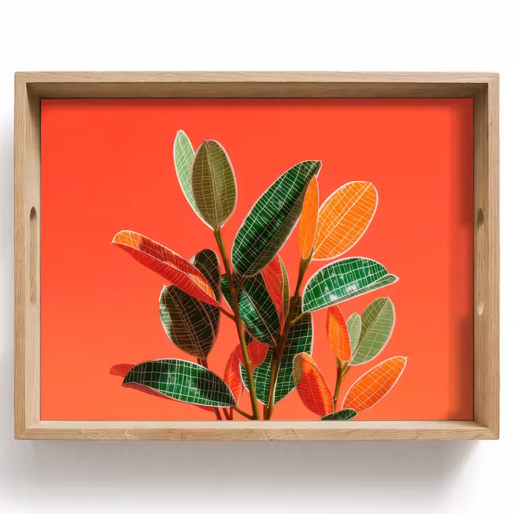 Tablett - Blätter - Adern - Orange - Textur — 1