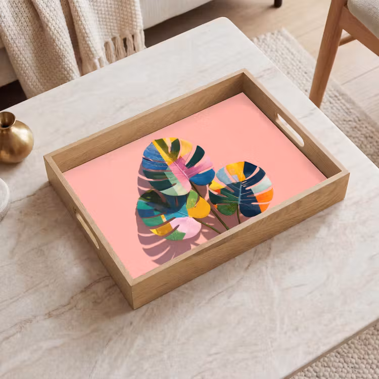 Tablett - Blätter - Gemalt - Bunt — 2