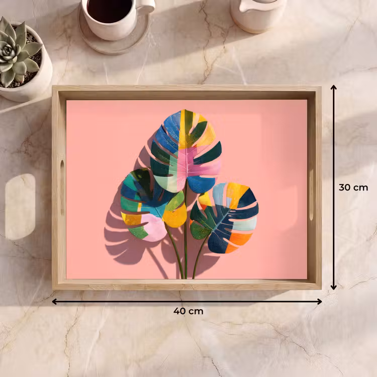Tablett - Blätter - Gemalt - Bunt — 7