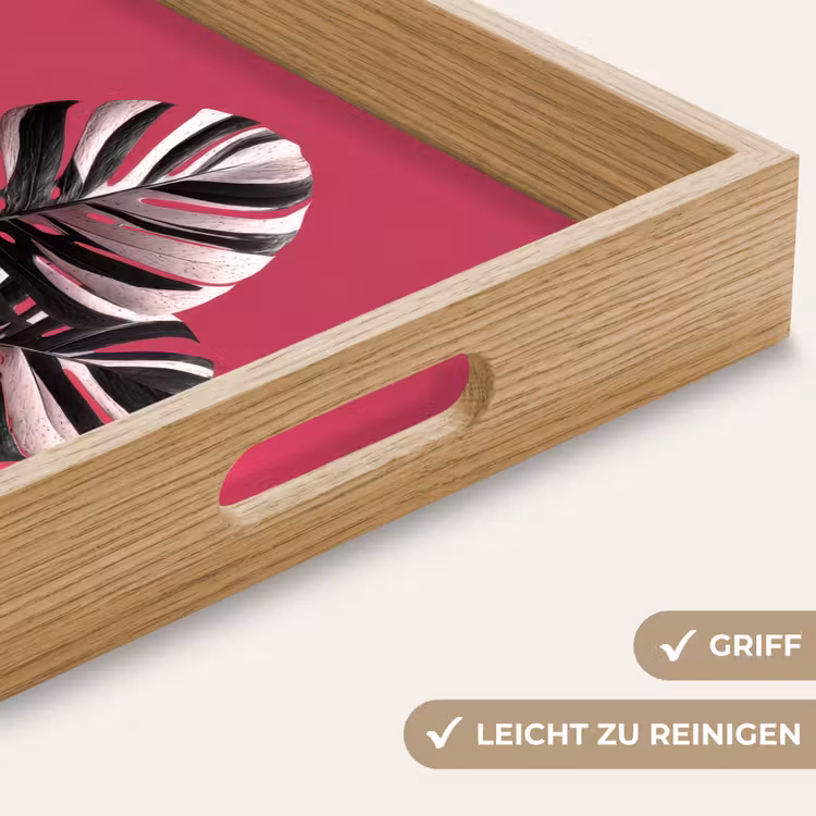 Tablett - Blätter - Rund - Rosa — 8