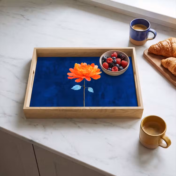 Tablett - Blume - Orange - Blätter — 3