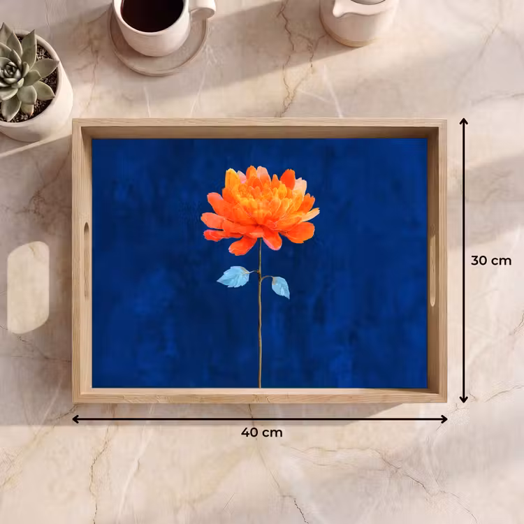 Tablett - Blume - Orange - Blätter — 7