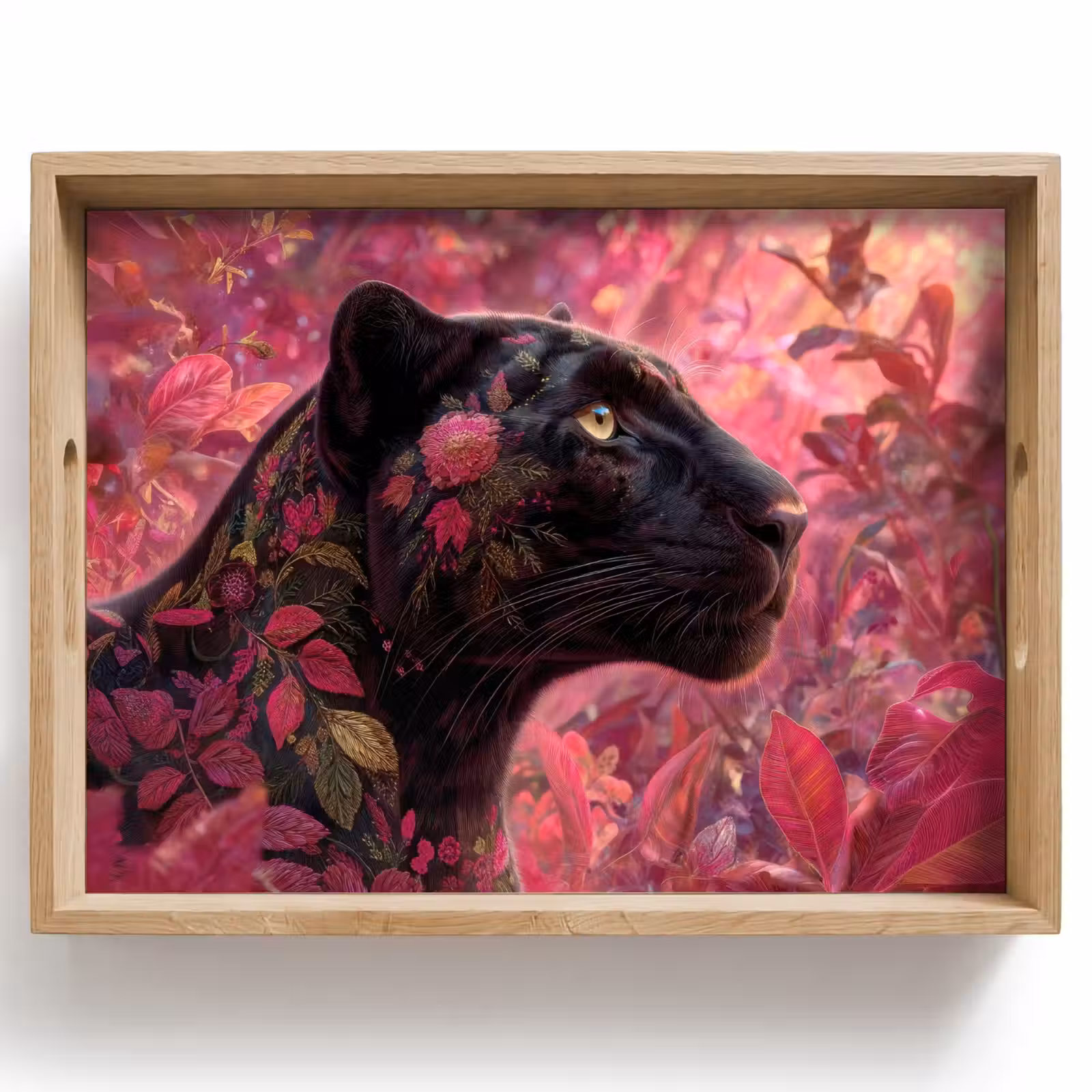 Tablett - Leopard - Blumen - Rosa — 1