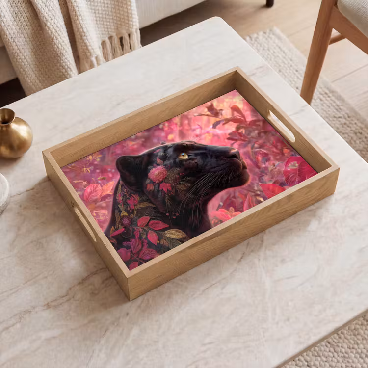 Tablett - Leopard - Blumen - Rosa — 2
